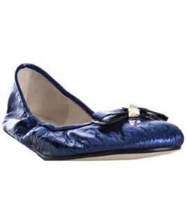 Marc Jacobs bright blue crackled leather bow flats   
