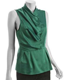 BCBGeneration emerald stretch sateen ruffle blouse   