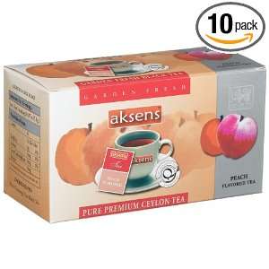 Aksens Pure Premium Ceylon Tea, Peach, 25 Count Teabags, 1.7 Ounce 