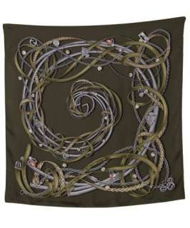 Gucci loden multi belt swirl silk twill scarf