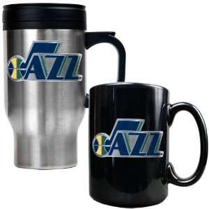  Utah Jazz NBA Stainless Steel Travel Mug & Black Ceramic 