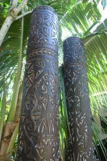 TWO GIANT 9 FEET Sacred Totem~ DAYAK RITUAL POLE Native Pillar Carved 