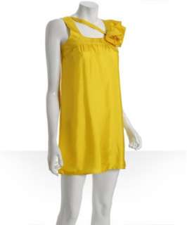 Voom by Joy Han yellow silk rosette babydoll dress   