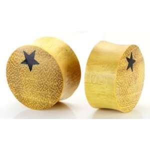 Single Star on Jackfruit Wood Body Jewelry 8mm   25mm   Price Per 1 