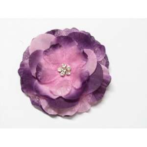  Pink/Purple Two Tone 3.3 Jeweled Center Flower Hair Clip Hair 