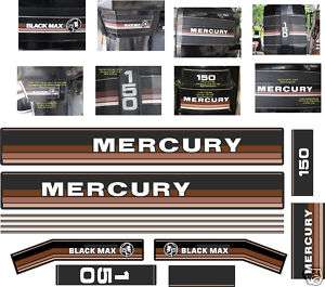 MERCURY 150 BLACK MAX DECALS 1984 85 REPRODUCTION 200  
