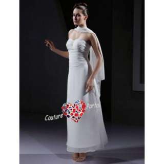 Column Strapless Ankle length Wedding Dress With Wrap  