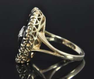 Estate Vintage 10K Gold Onyx Diamond Art Deco Ring 6  