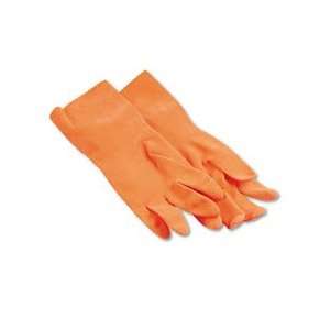   Latex Cleaning Gloves, Large, Orange, 12 per Pack