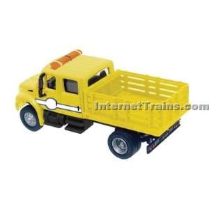   International 4300 2 Axle Crew Cab Stake Bed Truck   Yellow Toys