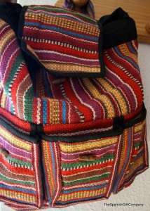 Hippie Gypsy Boho Handmade Multi Color 100 % Cotton 3 Pocket Backpack 