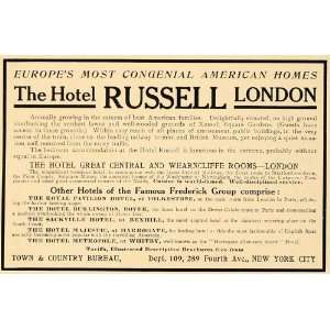  1907 Ad Hotel Russell London Great Central Wharncliffe 
