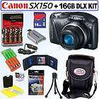 canon powershot sx150 is digital camera 16gb deluxe kit expedited 