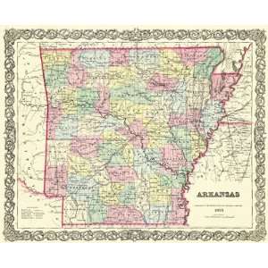  STATE OF ARKANSAS (AR) BY J.H. COLTON 1855 MAP
