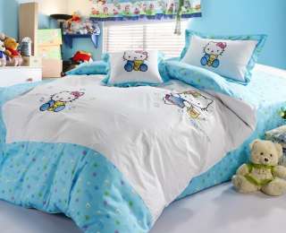   single full size blue SHEET fitted sheet Pillowcase cushion set  