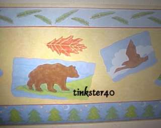 LODGE MOOSE BEAR PINECONE CANOE Wallpaper Border SALE  
