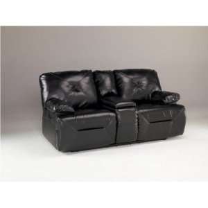 Ashley Furniture DuraBlend Black Reclining Loveseat With Console 
