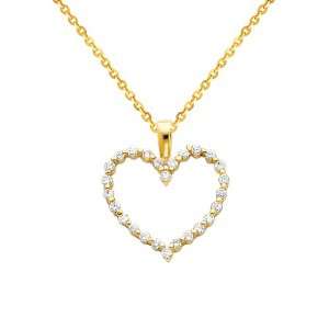  Cubic Zerconia Charm Pendant with Yellow Gold 1.2mm Side Diamond cut 