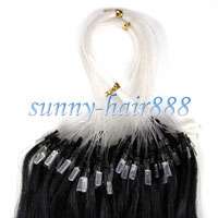   Loop Micro Ring INDIAN REMY Human Hair Extensions100s#01 Jet black 60g
