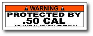Protected By 50 Caliber Pistol Handgun Sticker Case BMG  