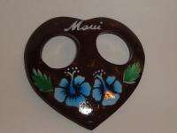 Maui Sarong Holder Coconut Shell Hibiscus Flower Blue  