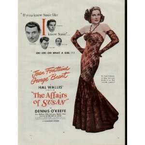  Movie Ad, THE AFFAIRS OF SUSAN, featuring Joan Fontaine and George 