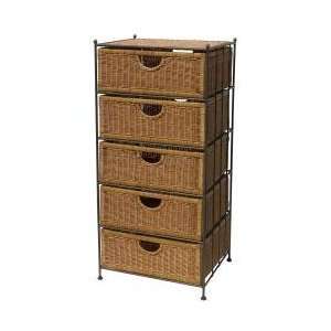  Five Drawer Wicker Chest in Honey Finish   Organize it All 