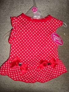 GLAMOUR to the BONE RED CHECK PUPPY/DOG DRESS small  