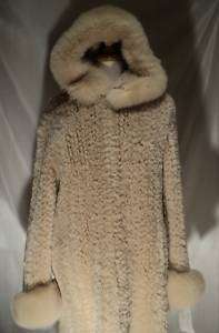 Womans Honey Sheared Knit Beaver Stroller Fur Fox Trim  