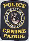 Martinsburg WV West Virginia Police CANINE PATROL patch K9 K 9