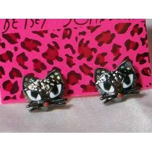 BETSEY JOHNSON Critter Collection Black Cat Kitty Kitten Stud Earrings