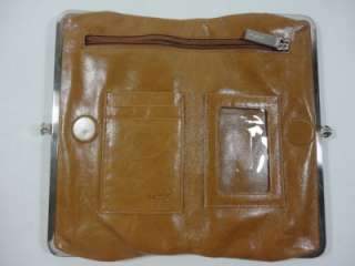 NEW HOBO INTERNATIONAL LAUREN CLUTCH Camel Carmel Tan Brown Leather 