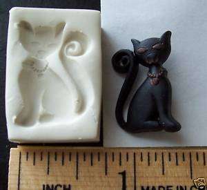 Long Tail Cat Clay Push Mold   Cat Kitten Pet Handmade  