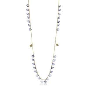    Diane Yang Aasha Blue Quartz Long Fringe Necklace Jewelry