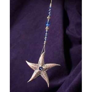  Silver and Sapphire Starfish Suncatcher Embellished with 