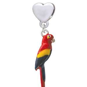   Enamel Parrot European Heart Charm Dangle Bead [Jewelry] Jewelry