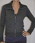 ann taylor loft large button heather grey zip french terry