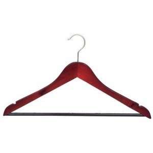  Wooden Suit Hangers w/Non Slip Bar Premium Cherry Finish 
