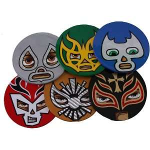  Mexican Wrestlers Coasters Set of 6 