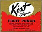   pop bottle label KIST FRUIT PUNCH Thomas Wilson Rockport Mass n mint
