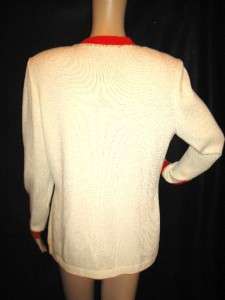 ST JOHN COLLECTION ~ Ivory Red Gold Blazer KNIT Jacket ~ READ LISTING 