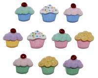 NOVELTY BUTTONS   PASTEL COLOURED CUPCAKES  