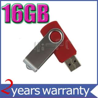 16GB Red USB 2.0 Flash Thumb Jump Drive Swivel Design  