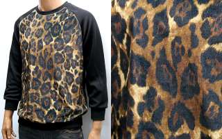   Leopard Print Long Sleeve T Shirts M / Animal Print Raglan Tee  