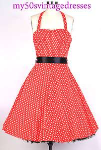   White Dot/Red All Sizes Pinup Vintage Swing Dress Rockabilly Polka Dot