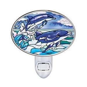  Dolphin Design Stained Glass Nightlight