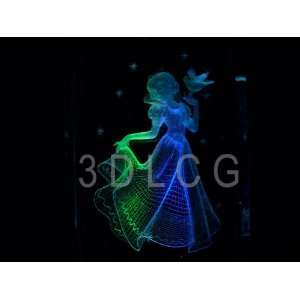  Disney Snow White Princess with Doves 3D Laser Etched 
