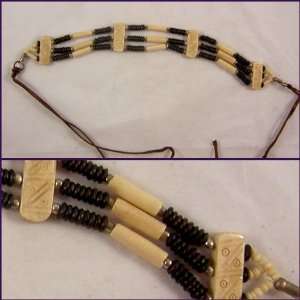   Picure   Brown and Tan Delicate Carved Bone Choker 