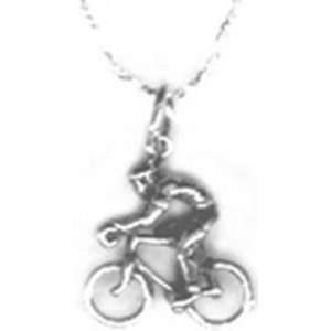  Stearling Silver Road Bike Necklace 18in Sports 