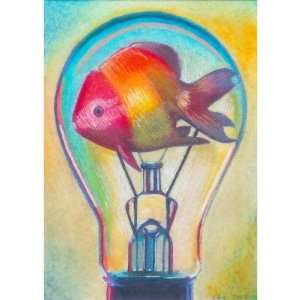  Fish Bulb Surreal Art Notecard by Ashazart Health 